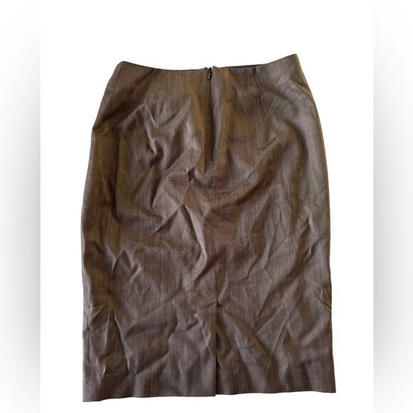 MaxMara Women wool silk blend Brown Skirt front pleated wrap sz2 - Picture 2 of 7